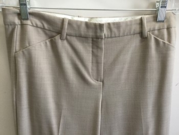 Womens, Suit, Pants, THEORY, Beige, Polyester, Wool, Solid, 32/33, 8, Flat Front, 4 Pockets,