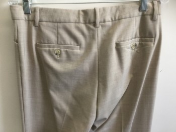 Womens, Suit, Pants, THEORY, Beige, Polyester, Wool, Solid, 32/33, 8, Flat Front, 4 Pockets,