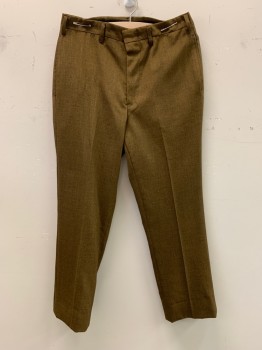 Mens, Pants, NL, Lt Brown, Brown, Rayon, Cotton, 2 Color Weave, 30/27, Side Pockets, Zip Front, Flat Front