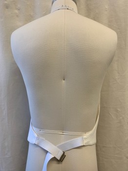 LORD WEST, Off White, Poly/Cotton, Pique Self Pattern, Shawl Lapel, Single Breasted, Button Front, 2 Buttons, 2 Pockets, Backless, Adjustable Elastic on Neck & Back *Stained on Left Front, Broken Buckle