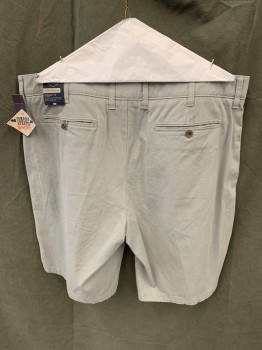 Mens, Shorts, ST. JOHN'S BAY, Warm Gray, Cotton, Solid, 40, Flat Front, Zip Fly, 4 Pockets, + Watch Pocket, Belt Loops