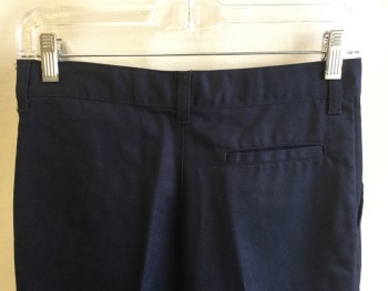 REAL SCHOOL, Navy Blue, Cotton, Polyester, Solid, (2) Boys, 1.5" Waistband with Belt Hoops, Flat Front, Zip Front, 3 Pockets