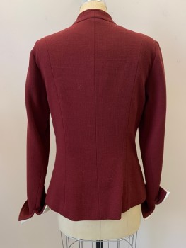 NO LABEL, Dk Red, Wool, Solid, 4 Buttons, Single Breasted, Notched Lapel, Folded Cuffs, Made To Order,