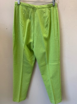 Womens, Pants, N/L, Pea Green, Cotton, Solid, W27, High Waisted, Side Zip, No Pockets, Coarse Weave