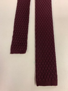 Mens, Tie, NL, Red Burgundy, Polyester, Solid, Four in Hand, Thin