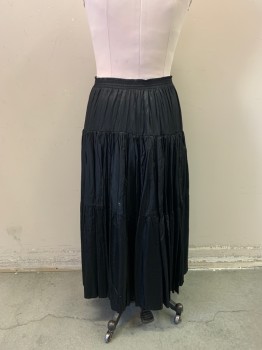 Womens, Skirt, SNOOTY HOOTY, Black, Acetate, Solid, M, W28, Gathered, Elastic Waistband, Long, 2 Tiers