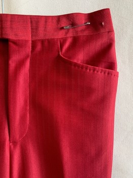 NO LABEL, Wine Red, Polyester, Top Pockets, Zip Front, F.F, 2 Back Welt Pockets *Blackstain on Left Pocket
