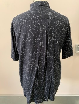 GOOUCH, Black, White, Rayon, Speckled, Button Front, S/S, C.A., 1 Pocket,