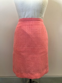 N/L, Coral Pink, Solid, Knit, F.F, Back Zip, Tuck Pleat