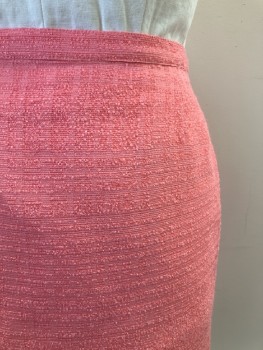 N/L, Coral Pink, Solid, Knit, F.F, Back Zip, Tuck Pleat