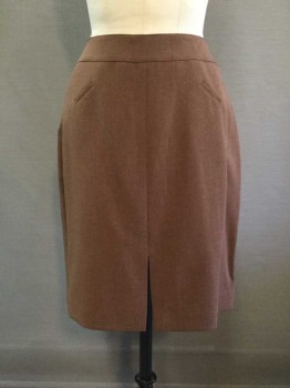 Womens, 1990s Vintage, Suit, Skirt, Barami, Brown, Polyester, Heathered, 4, Center Front Split, Two Faux Mini Welt Pockets,