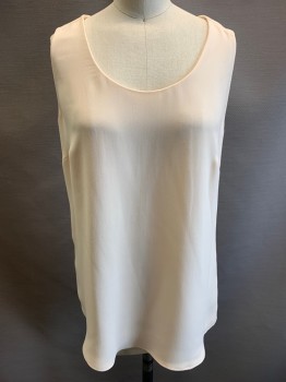 Womens, Shell, BOSS, Lt Beige, Polyester, Solid, 4, Slvls, Pullover, Georgette Self Lined