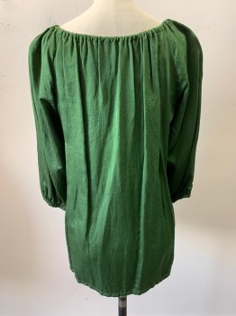 Womens, Historical Fiction Blouse, MTO, Avocado Green, Silk, Solid, B32, Pull On, Smock Top, Drawstring Neck, L/S, Elastic Cuffs