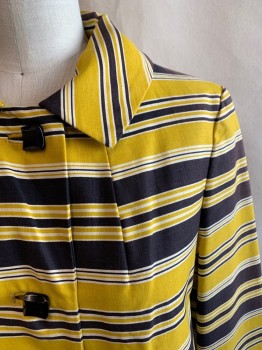 MTO, Yellow, Faded Black, Cotton, Stripes - Horizontal , C.A., 4 Black Square Buttons, 2 Pockets, *Discoloration All Around Esp. on Shoulders*