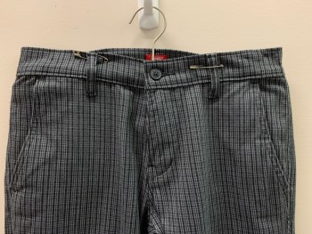 LEVI, Charcoal Gray, Gray, Cotton, Polyester, Plaid, F.F, Side Pockets, Zip Front, Belt Loops
