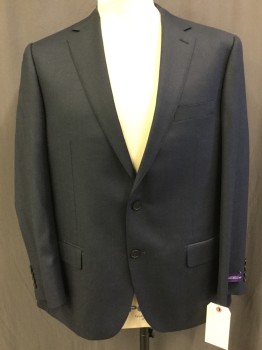 Mens, Suit, Jacket, BARTELLI NAPOLI, Navy Blue, Wool, 2 Color Weave, 46R, Single Breasted, 2 Buttons,  3 Pockets, Notched Lapel, Top Stitch,