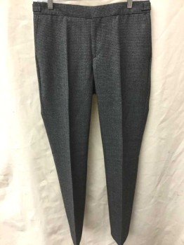 Mens, Suit, Pants, THE KOOPLES, Gray, Black, Wool, Check , Houndstooth, Ins:30, W:32, Black and Gray Checked, Flat Front, Zip Fly, No Belt Loops, Adjustable Tabs at Sides, 4 Pockets, Slim Leg