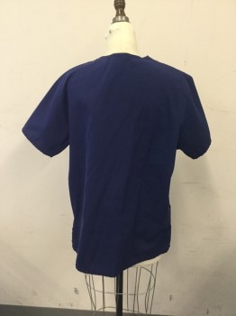 FUNDAMENTALS, Navy Blue, Poly/Cotton, Solid, V-neck, Short Sleeves, 2 Hip Pockets