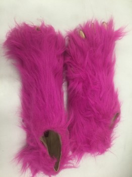 N/L, Neon Pink, Polyester, Rubber, Solid, PANTHER/ BIG CAT- SHOE COVERS - Silicone, Realistic "Claw" Toe Nails, Open at Bottom with Black Elastic Straps