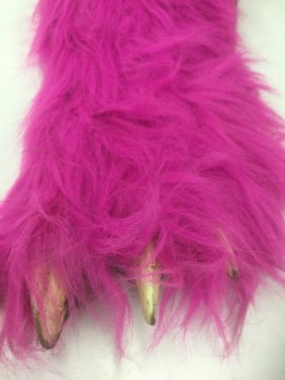 Unisex, Piece 4, N/L, Neon Pink, Polyester, Rubber, Solid, PANTHER/ BIG CAT- SHOE COVERS - Silicone, Realistic "Claw" Toe Nails, Open at Bottom with Black Elastic Straps