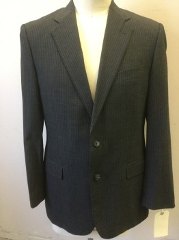 JOSEPH ABBOUD, Charcoal Gray, Gray, Wool, Stripes, 3 Pockets, 2 Buttons,  Notched Lapel,