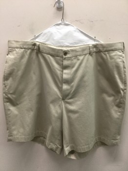 Mens, Shorts, BROOKS BROTHERS, Khaki Brown, Poly/Cotton, Solid, 46, Chino Style Shorts. Flat  Front, 4 Pockets, Zip Fly