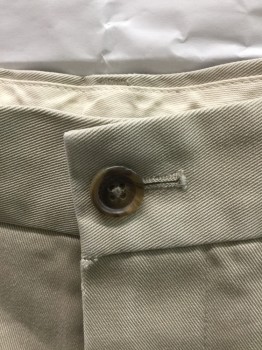 Mens, Shorts, BROOKS BROTHERS, Khaki Brown, Poly/Cotton, Solid, 46, Chino Style Shorts. Flat  Front, 4 Pockets, Zip Fly