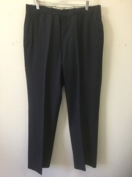 Mens, Suit, Pants, MALIBU CLOTHES, Navy Blue, Lt Gray, Wool, Stripes - Pin, Ins:31, W:34, Navy with Light Gray Pinstripes, Flat Front, Zip Fly, 4 Pockets, Straight Leg