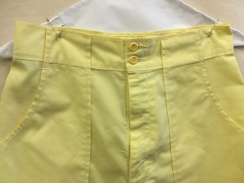 Womens, Shorts, NO LABEL, Yellow, Cotton, Polyester, Solid, W 28, Yellow, Flat Front, Zip Front, 4 Pockets