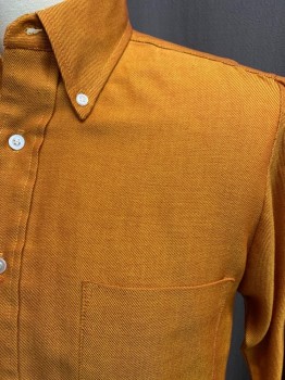 VAN HEUSEN, Rust Orange, Cotton, Oxford Weave, Button Front, Collar Attached, Long Sleeves, 1 Pocket, Button Down Collar
Early 1960's