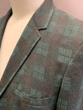 FOREMAN & CLARK, Emerald Green, Black, Espresso Brown, Wool, Plaid, Single Breasted, Notched Lapel, 2 Buttons, 3 Pockets,