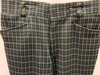 Mens, Pants, N/L, Olive Green, Black, Khaki Brown, Gray, Polyester, Houndstooth, Plaid, 30, 30, Flat Front, 4 Pockets,