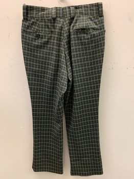N/L, Olive Green, Black, Khaki Brown, Gray, Polyester, Houndstooth, Plaid, Flat Front, 4 Pockets,
