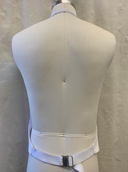 CLASSIX, Off White, Poly/Cotton, Pique Self Pattern, Shawl Lapel, Single Breasted, Button Front, 2 Buttons, 2 Pockets, Backless, Adjustable Elastic on Neck & Back