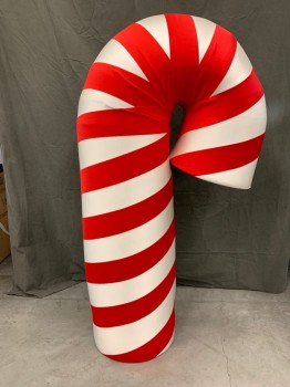 Childrens, Walkabout Kids, MTO: J&M COSTUMES, Red, White, Synthetic, Foam, Stripes - Diagonal , W 13", CANDY CANE: Foam Base Wrapped with Synthetic Stripes, 13" Base Diameter, Face Hole: 5.5" Across and 6" Down, Arm Holes: 3.5" Across, 4.75 Down, Christmas, Multiple