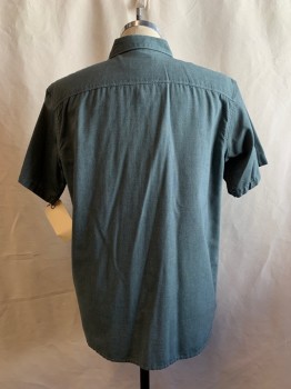 Mens, Casual Shirt, MOUNTAIN HADWARE, Green, Cotton, Polyester, Solid, L, Button Front, Collar Attached, Short Sleeves, 2 Pockets,