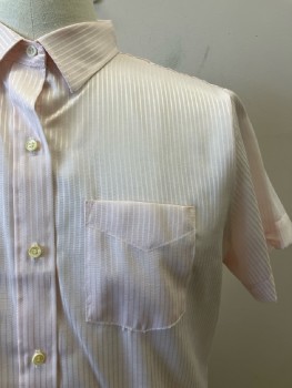 Mens, Shirt, COBBLE LANE, N:16, Pale Pink, Vertical Stripe, C.A., B.F., S/S, 1 Pocket