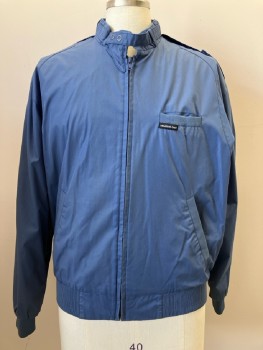 MEMBERS ONLY, Blue, Solid, CB With Snap Buttons, Zip Front, L/S, 3 Pockets