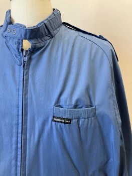 MEMBERS ONLY, Blue, Solid, CB With Snap Buttons, Zip Front, L/S, 3 Pockets