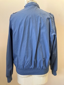 Mens, Jacket, MEMBERS ONLY, L, Blue, Solid, CB With Snap Buttons, Zip Front, L/S, 3 Pockets