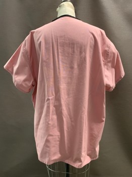 Unisex, Scrub Top, NO LABEL, Pink, Polyester, Cotton, Solid, C50, S/S, V Neck, Chest Pocket