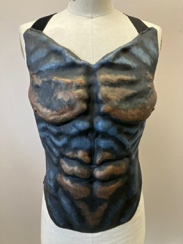 Mens, Breastplate, NO LABEL, Black, Brown, Blue, Rubber, OS, Rubber Chest Front, Elastic Velcro Adjustable Back, Made To Order
