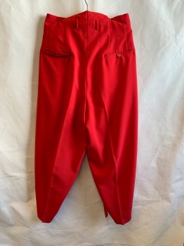 NL, Red, Poly/Cotton, Side Pockets, Zip Front, Pleated Front, 2 Back Welt Pockets