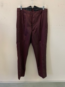 Mens, Historical Fiction Pants, MTO, Brown, White, Wool, Stripes, 32/29, F.F, Bttn. Fly, 2 Pockets,