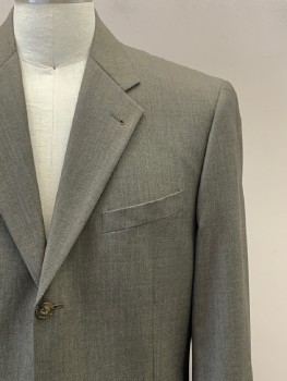 Mens, Jacket, JOSEPH ABBOUD, Dk Gray, Khaki Brown, Wool, 2 Color Weave, 40L, 3 Buttons, Single Breasted, Notched Lapel, 3 Pockets