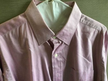 POLO R L , Dusty Pink, Cotton, Solid, Long Sleeves, Button Front, Collar Attached,  1 Pocket,