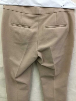 Womens, Slacks, ANN TAYLOR, Beige, Wool, Spandex, Solid, 2, Zip Front, Flat Front, Low Rise, Tab Waistband, 4 Pockets,