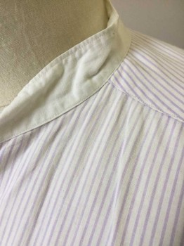 HOLBROOK & WALKER, White, Lavender Purple, Cotton, Stripes - Pin, L/S, 3 B.F., Solid White Band Collar, French Cuffs,  Red "F.H.G.S" Embroidered Monogram Below Button Placket,