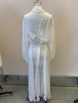 N/L, White, Silk, Solid, China Silk, L/S, 3 Snaps, Elastic Waist/Cuffs, C.A., Long Snag In Left Front Panel, Made To Order,