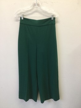 ZARA WOMAN, Forest Green, Polyester, Solid, Wide Leg Culottes. Invisible Zipper at Side Seam